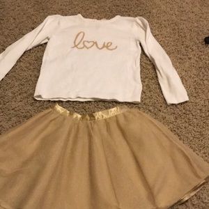 Gorgeous Janie & Jack gold skirt & cream sweater